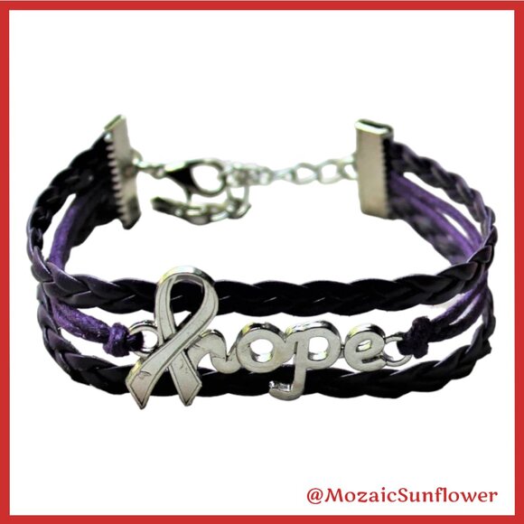 LEATHER AUTOIMMUNE DISEASE HOPE BRACELET UNISEX ADJUSTABLE - Picture 2 of 2